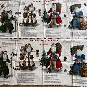 2 x Fabric Applique Panels "Olde Father Christmas" Santa Cranston Print Works